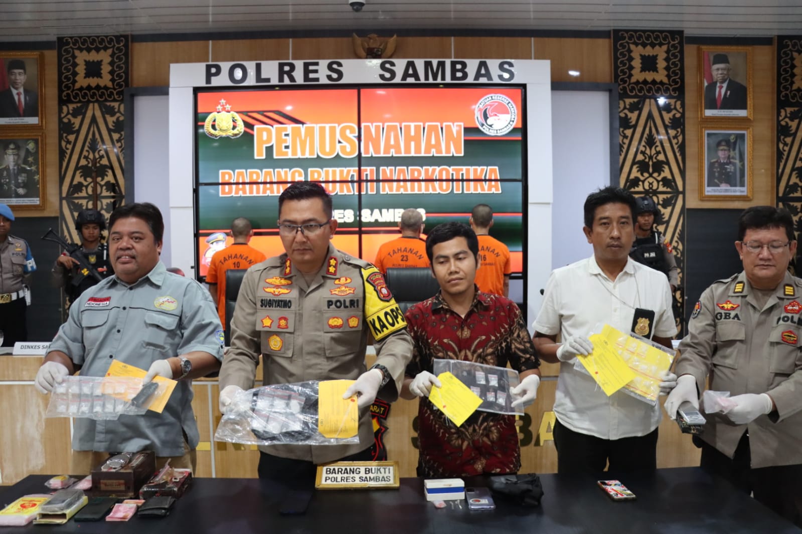 Empat Tersangka Berhasil Dibekuk Satresnarkoba Polres Sambas Dalam Kurun Waktu Satu Bulan, Amankan 76,29 Gram Sabu