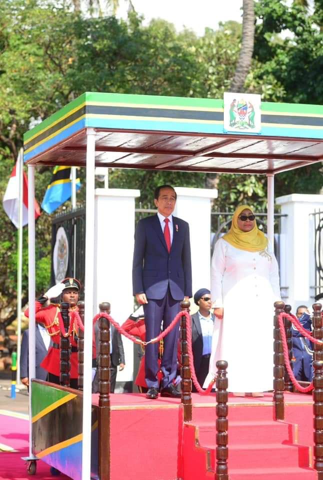 Presiden Joko Widodo Ikuti Upacara Penyambutan Kenegaraan di Tanzania