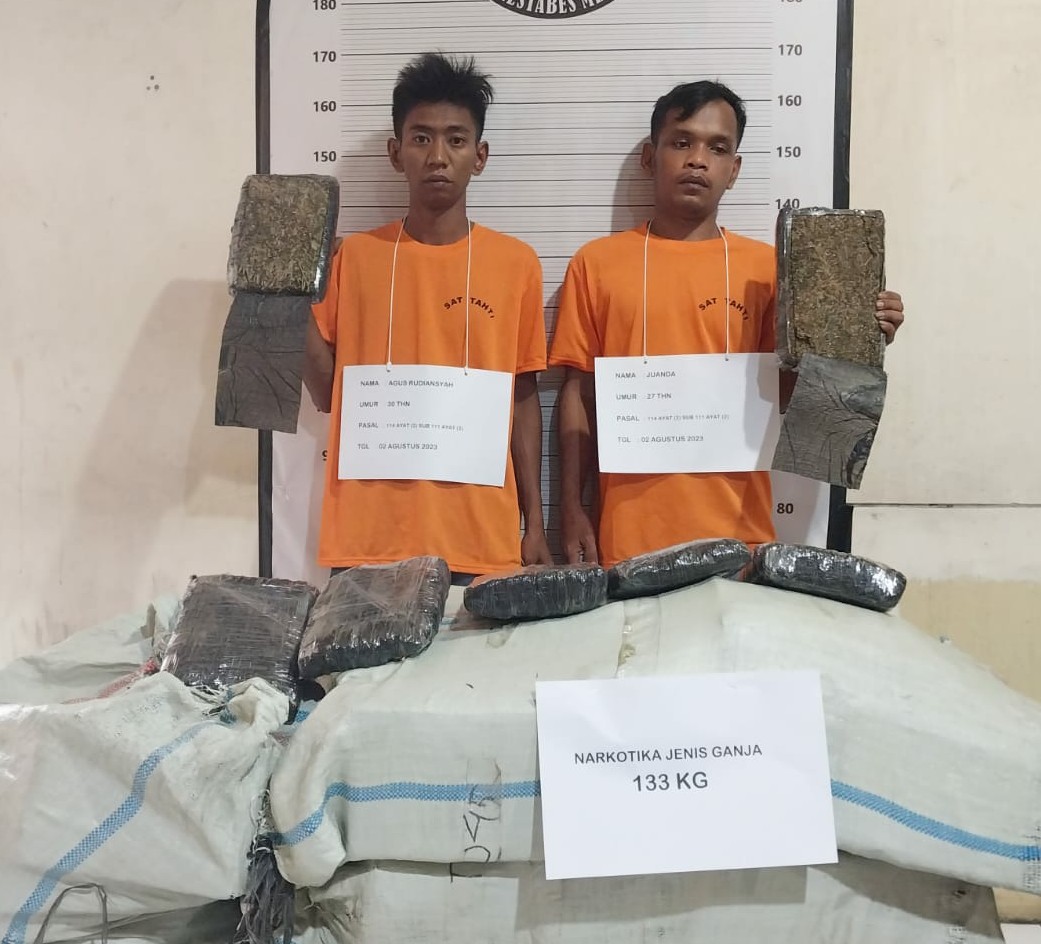 Sita 133 Kg Ganja Kering, Kurir Asal Aceh Dibekuk Satuan Narkoba Polrestabes Medan