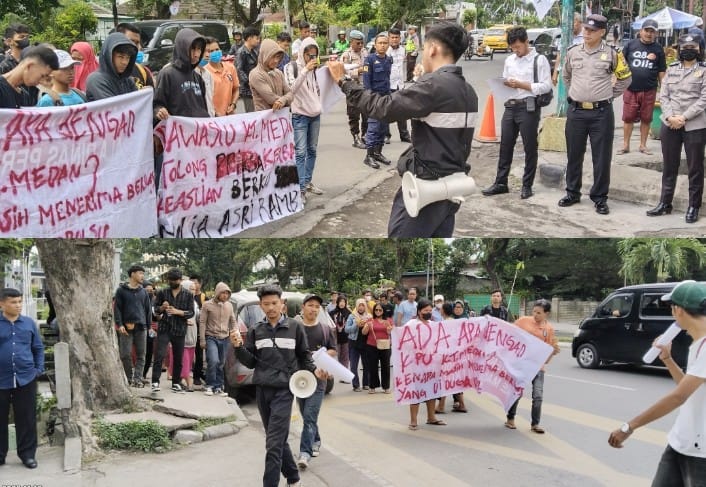 Massa Mahasiswa Masyarakat Geruduk Kantor KPU dan Bawaslu Sumut Minta Periksa Keaslian SKTT SMU Caleg Bayek