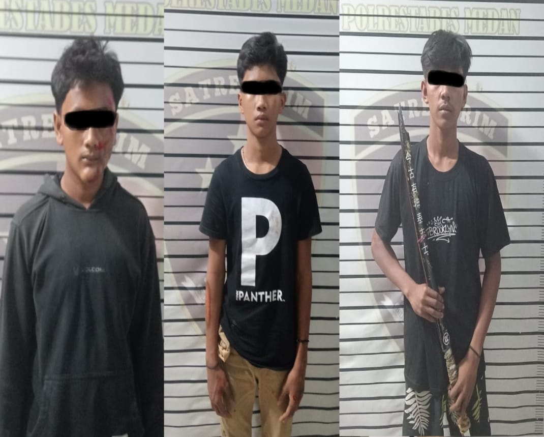 Polsek Sunggal Amankan 3 Anggota Geng Motor Bersenjata Tajam