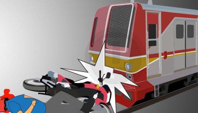 Tragis!!!... Driver Ojol Tewas Tertabrak Kereta Api di Perlintasan Tanpa Palang