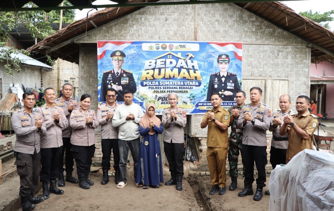 Wujud Nyata "Polisi Bersama Masyarakat", Polres Sergai Lakukan Bedah Rumah Seorang Bilal Mayat di Perbaungan